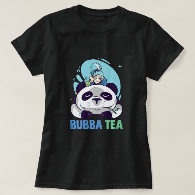 Bubba Tea - Anime Animals - Pandas Japanese Aesthe T-Shirt (Design Front)
