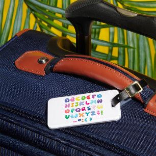 Bubble Alphabet Letters Kids Typography Luggage Tag