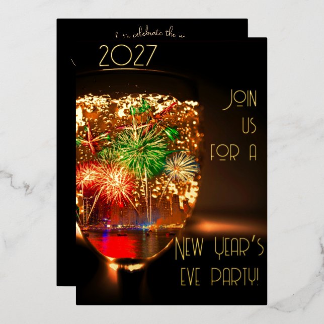 Bubble and  fireworks with gold - new year party (Front/Back)