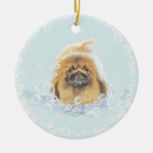 Bubble Bath Ceramic Ornament (Front)
