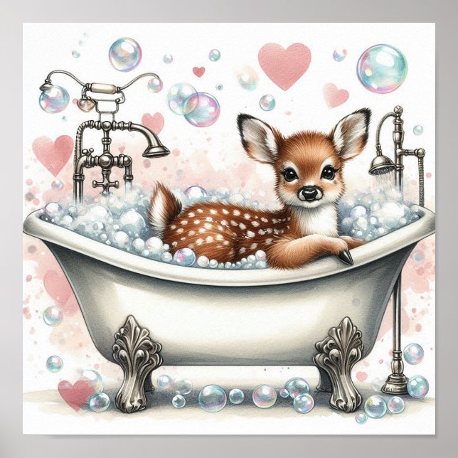 Bubble Bath Deer Poster (Front)