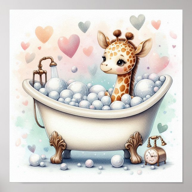 Bubble Bath Giraffe Poster (Front)