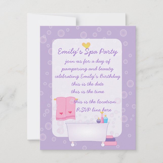 Bubble Bath Party Invitation (Front)