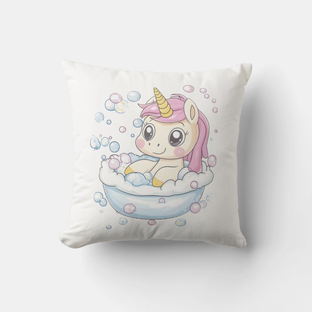 Bubble Bath Unicorn (1) Cushion (Front)