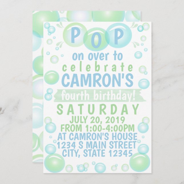 Bubble Birthday Invitation (Front/Back)