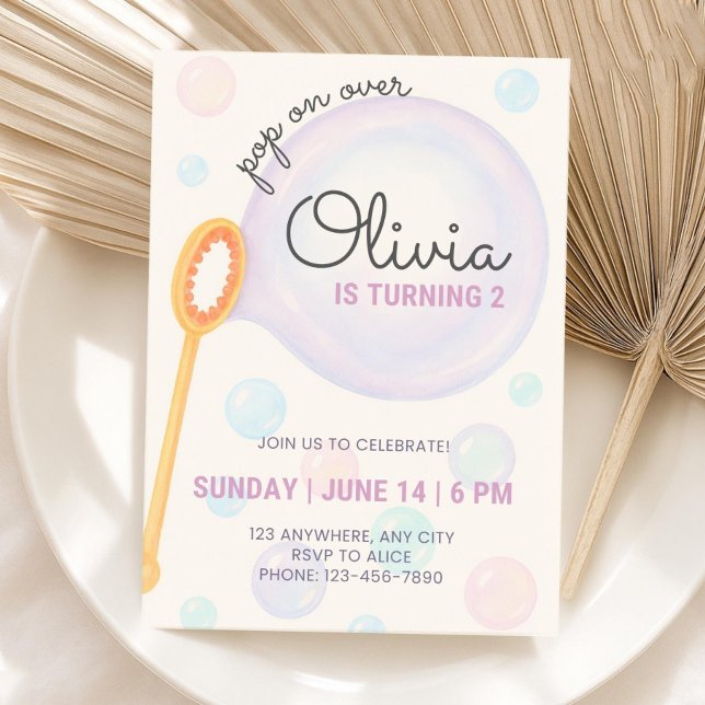 Bubble Birthday Invitation, Second Birthday Invite (Creator Uploaded)