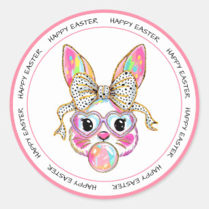 Bubble-Blowing Bunny Bliss Classic Round Sticker