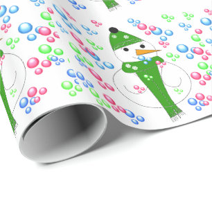 Bubble Blowing Snowman Wrapping Paper