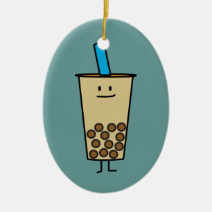 Bubble Boba Pearl Milk Tea Tapioca balls Ceramic Ornament