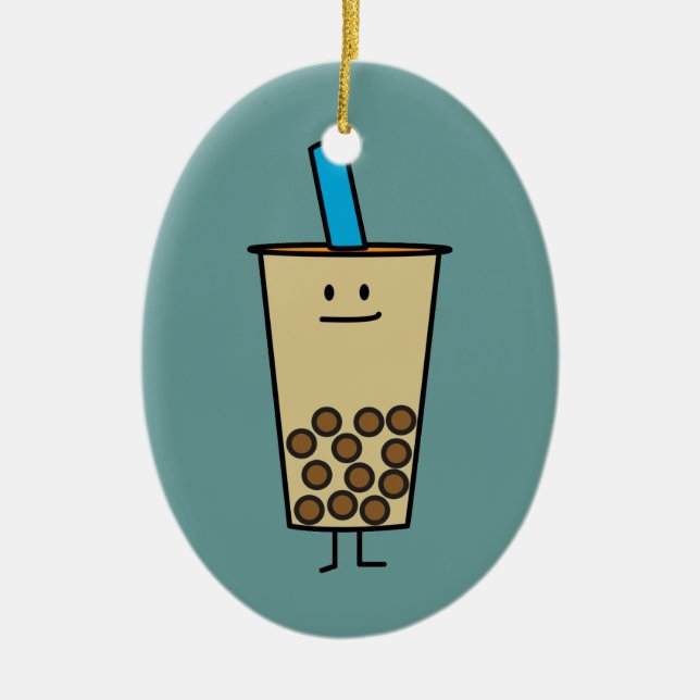 Bubble Boba Pearl Milk Tea Tapioca balls Ceramic Ornament (Front)