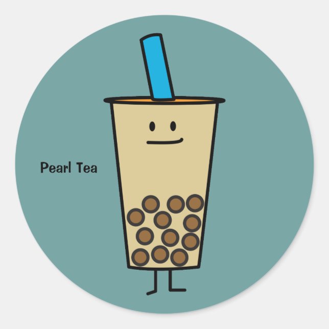 Bubble Boba Pearl Milk Tea Tapioca balls Classic Round Sticker (Front)