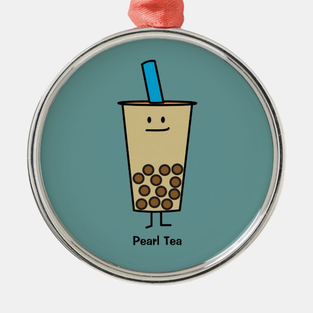 Bubble Boba Pearl Milk Tea Tapioca balls Metal Tree Decoration (Front)