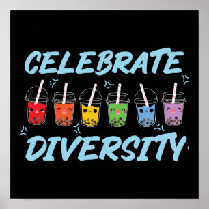 Bubble Boba Tea Celebrate Diversity LGBT Pride Poster