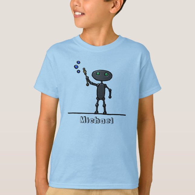 Bubble Bot Kids T-Shirt Personalised (Front)