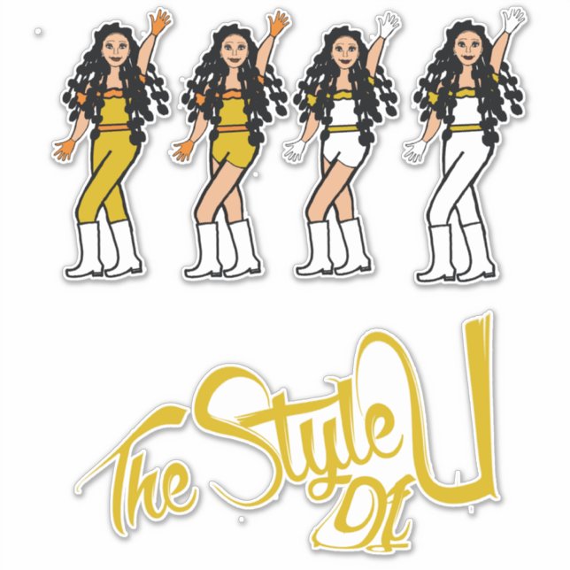 Bubble Braids Dancer Stickers Yellow/White (Front)