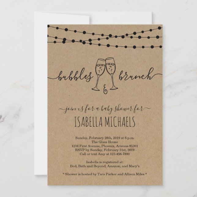 Bubble & Brunch Baby Shower Invitation (Front)