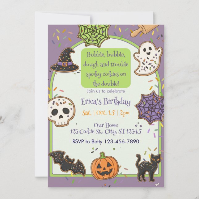 Bubble Bubble Dough Trouble, Cookie Birthday Invitation (Front)