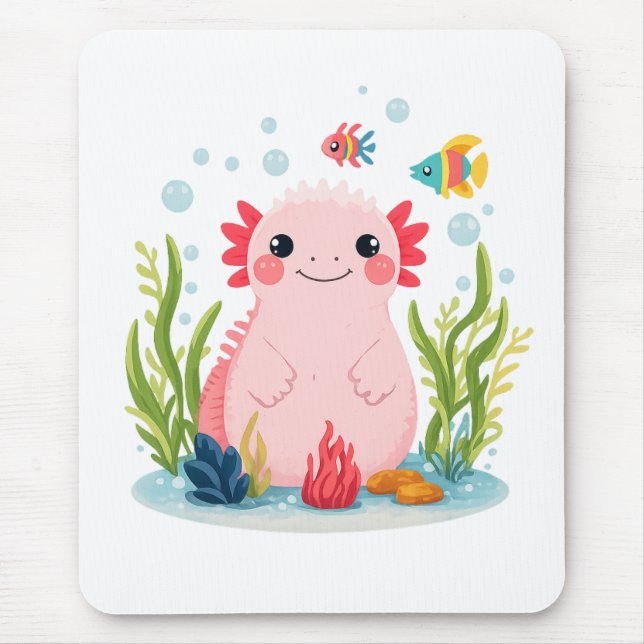 Bubble Buddy Axolotl Mouse Pad (Front)