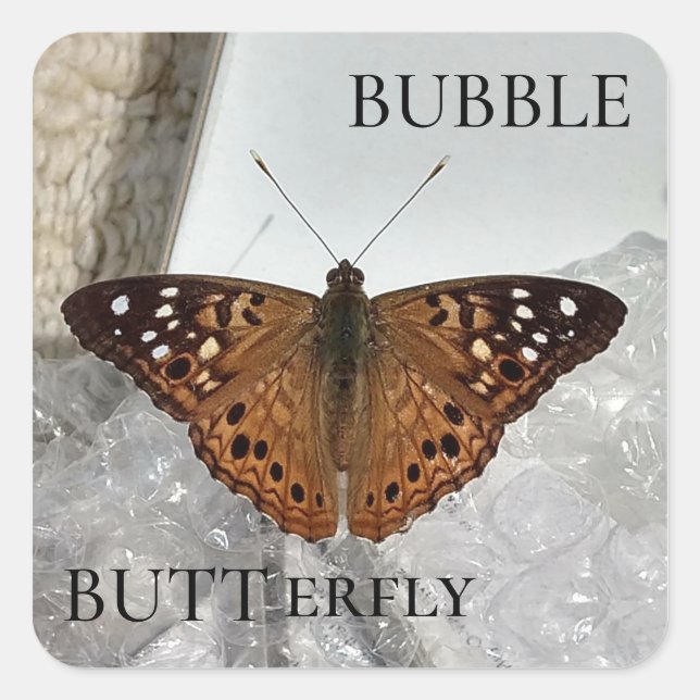 Bubble BUTTerfly Square Sticker (Front)
