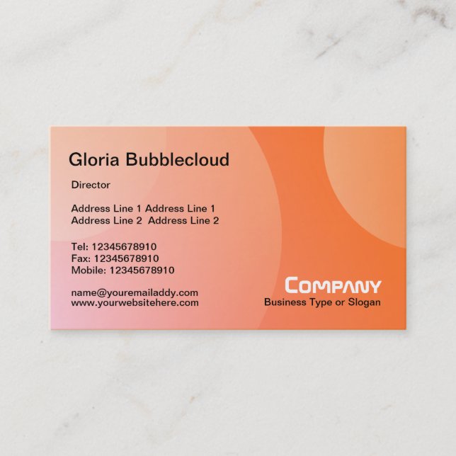 Bubble Cloud - Shades of Pale Orange Business Card (Front)