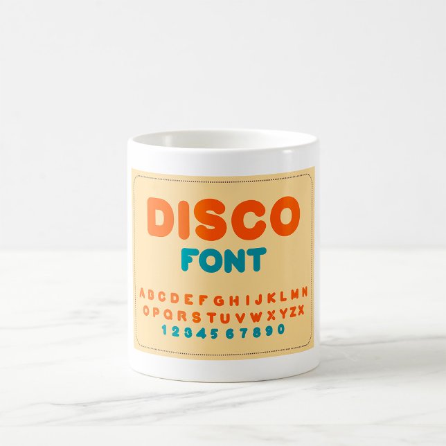 Bubble Disco Alphabet Font Bold Vintage Letters Coffee Mug (Creator Uploaded)
