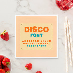 Bubble Disco Alphabet Font Bold Vintage Letters Napkin