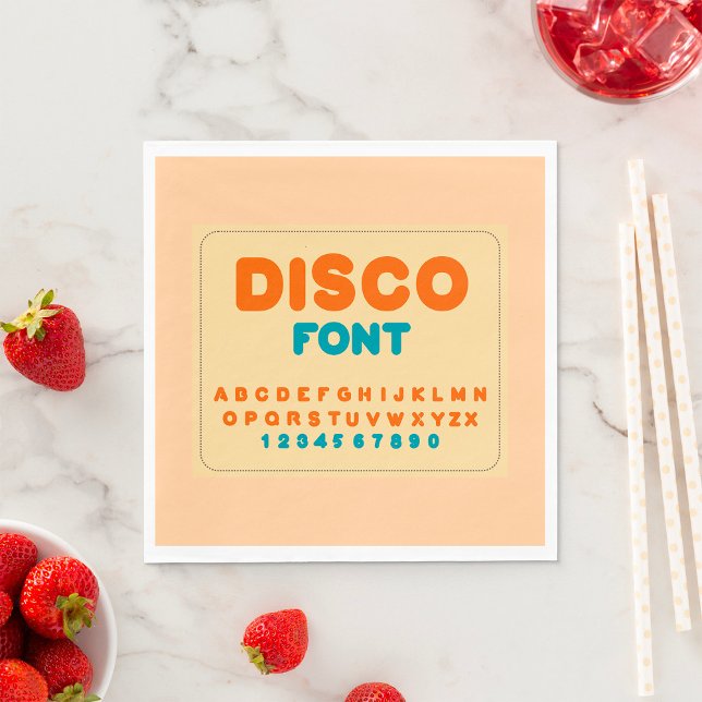 Bubble Disco Alphabet Font Bold Vintage Letters Napkin (Creator Uploaded)