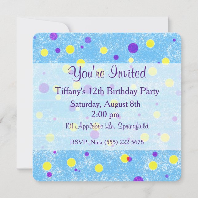 Bubble Dot Custom Birthday Invite (Front)