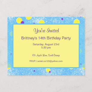 Bubble Dot Personalised Birthday Invite Postcard