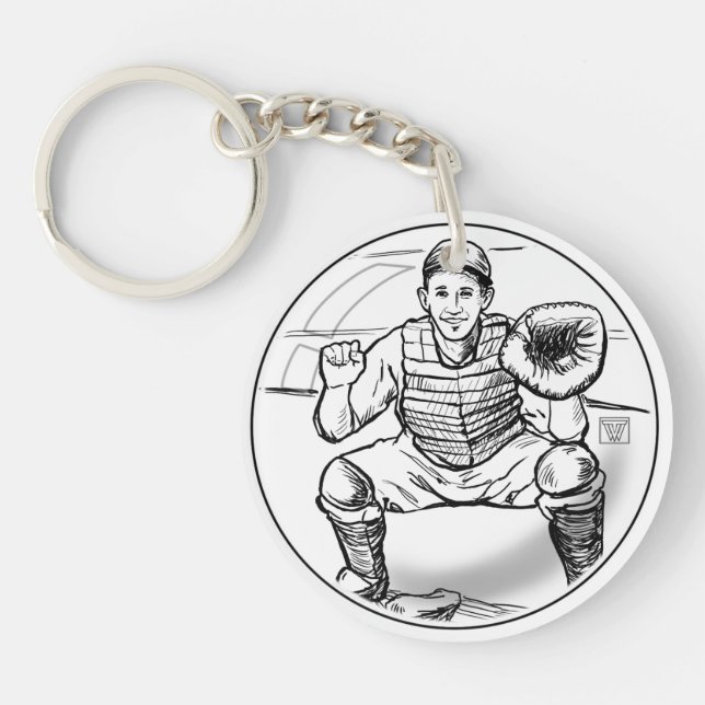 Bubble Dreams Baseball Player Art Key Ring (Front)