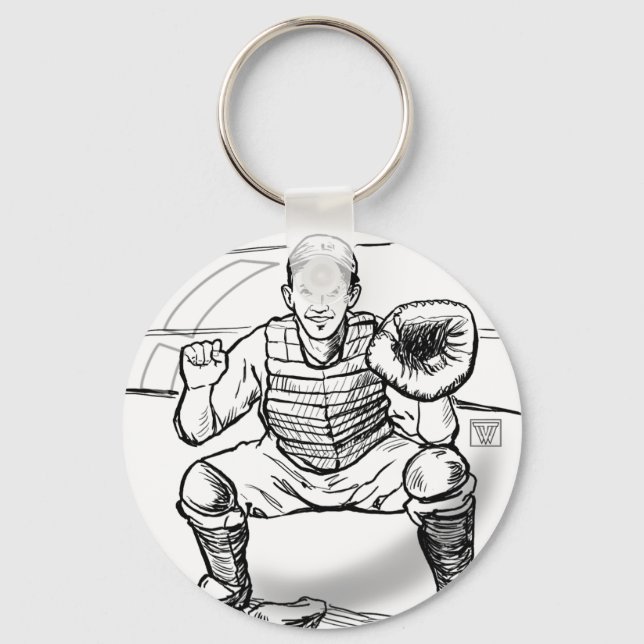 Bubble Dreams Baseball Player Art Key Ring (Front)