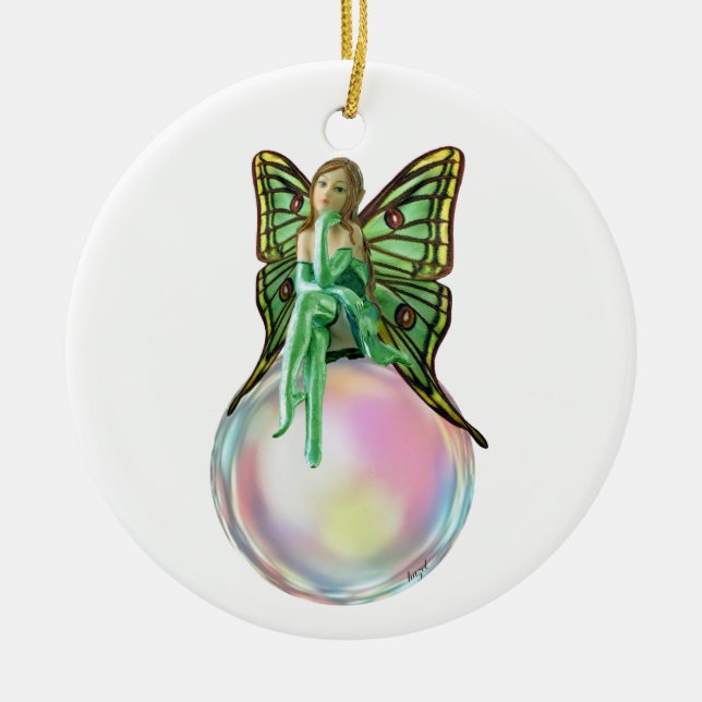 Bubble Fairy, Flower Fairy, Fairy Gifts, Fairy Ceramic Ornament (Front)