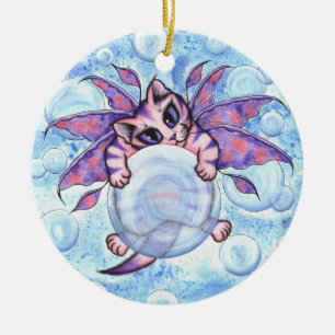Bubble Fairy Kitten Fantasy Cat Art Ornament
