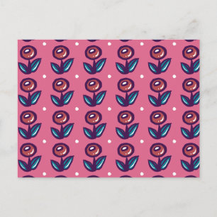 Bubble Flowers in Pink - Cute Pretty Floral Nature Postcard