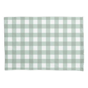 Bubble Frogs Gingham - sage laurel green plaid.  Pillowcase