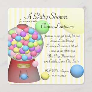 Bubble gum Baby Shower Invitation