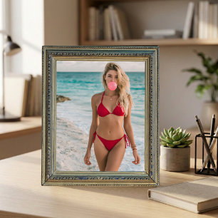 Bubble Gum Beach Babe Coastal Summer Wall Art 