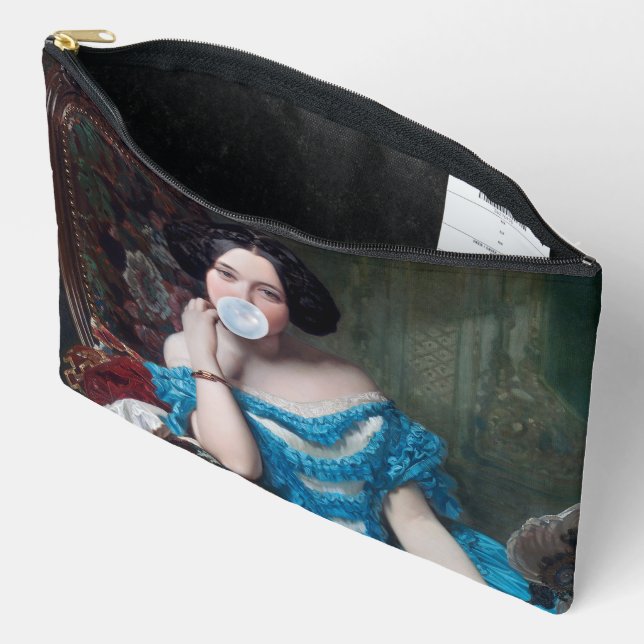 Bubble gum Diva in blue satin  Accessory Pouch (Open)