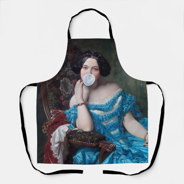 Bubble gum Diva in blue satin  Apron (Front)