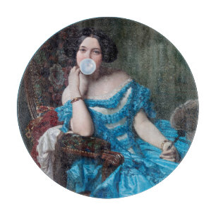 Bubble gum Diva in blue satin Cutting Board