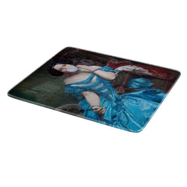 Bubble gum Diva in blue satin  Cutting Board (Corner)