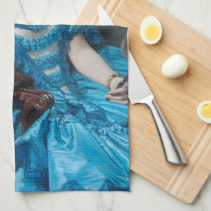 Bubble gum Diva in blue satin Tea Towel