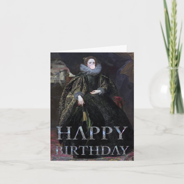 Bubble gum Diva Marchesa Happy birthday Card (Front)