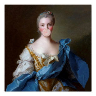 Bubble gum Diva with Blue Butterfly Poster