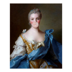 Bubble gum Diva with Blue Butterfly Poster