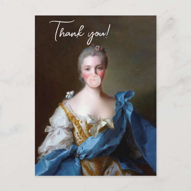 Bubble gum Diva with Blue Butterfly Thank You Card (Front)