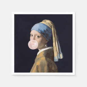 Bubble Gum Diva with Pearl Earring Napkin