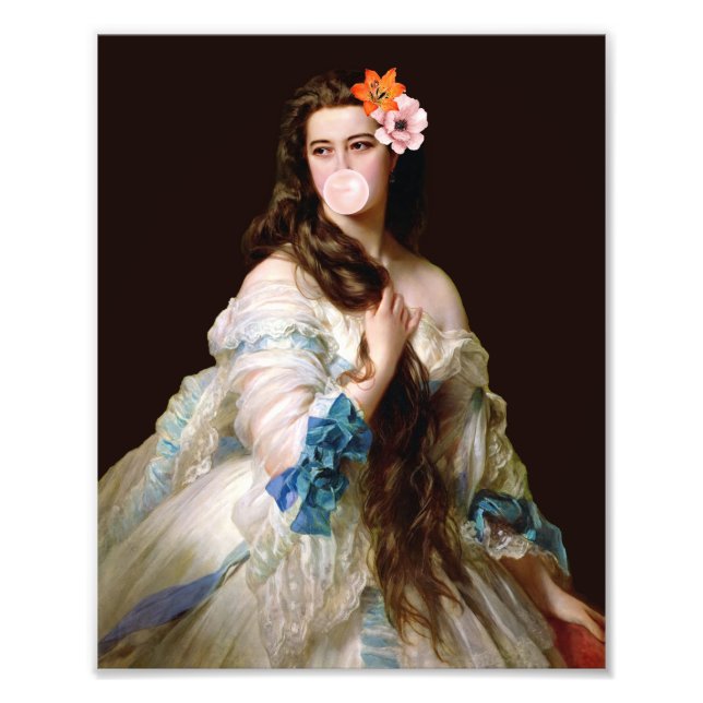 Bubble Gum Diva with Two Flowers Photo Print (Front)