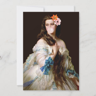 Bubble Gum Diva with Two Flowers Thank You Card