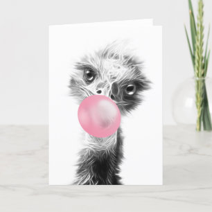 Bubble gum emu. Funny Emu Bird bubble gum Thank You Card